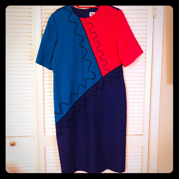 Vintage Dresses & Skirts - {Vintage}Totally 80s colorblock geometric dress